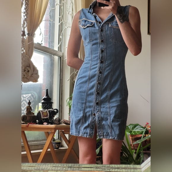 Vintage Parasuco x Santana denim button up dress size xs - Picture 2 of 7